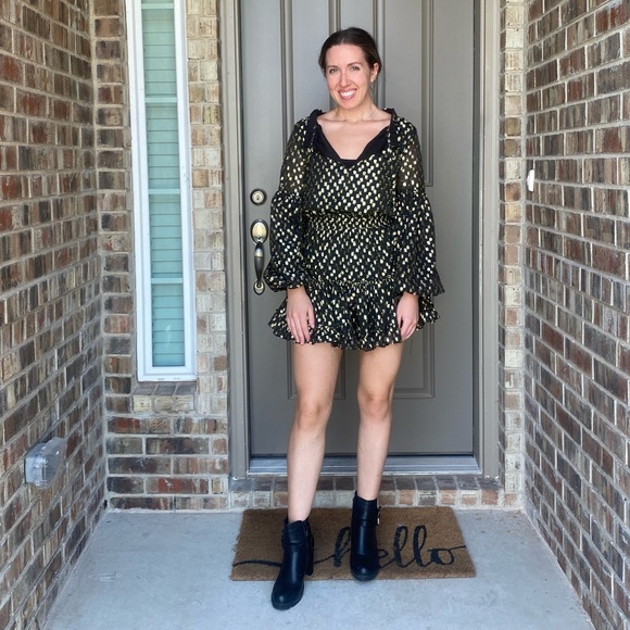 Buddy Love’s ZOZO ELASTIC WAIST MINI DRESS in Coins - Picture 4 of 6